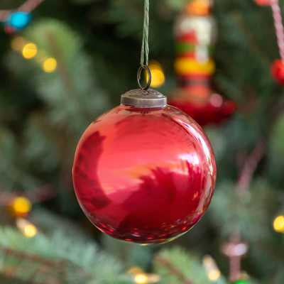 Antique Shiny Ruby Glass Ball